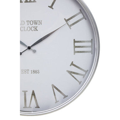 Kent 60cm Dia White and Silver Wall Clock