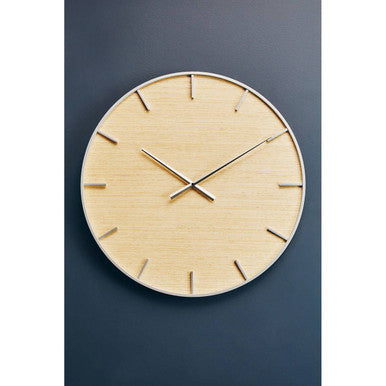 Kent 60cm Dia Silver and Natural Wall Clock