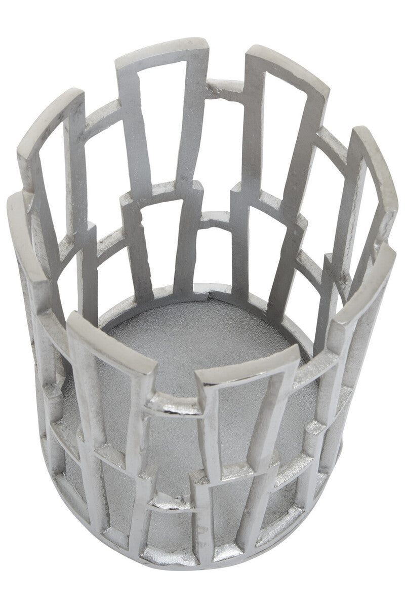Small Silver Finish Candle Holder | Delphi