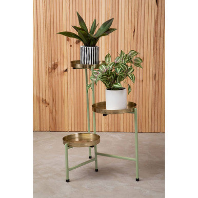 Green and Gold Three Tiered Plant Stand | Sabia