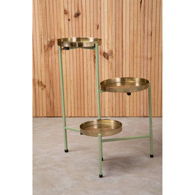 Green and Gold Three Tiered Plant Stand | Sabia