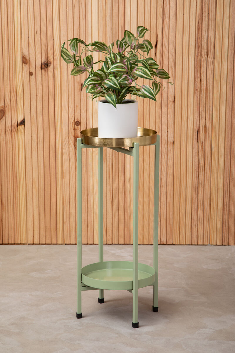 Green and Gold Two Tiered Plant Stand | Sabia