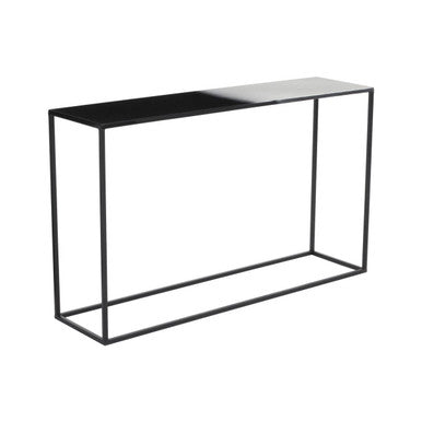 Black and White Ombre Top Console Table with Black Slim Metal Frame | Ramus