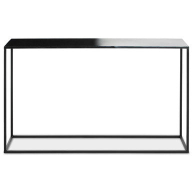 Black and White Ombre Top Console Table with Black Slim Metal Frame | Ramus