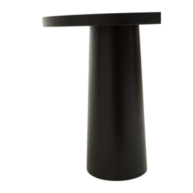 Black and White Round Metal Top Side Table with Black Pedestal Base | Ramus