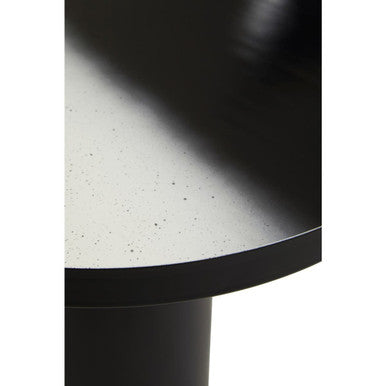Black and White Round Metal Top Side Table with Black Pedestal Base | Ramus