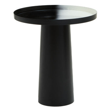 Black and White Round Metal Top Side Table with Black Pedestal Base | Ramus