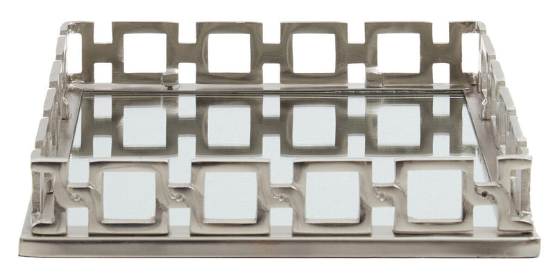 Square Nickel Finish Mirror Tray | Rhoda