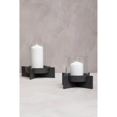 Large Matt Black Finish Candle Holder | Hapax