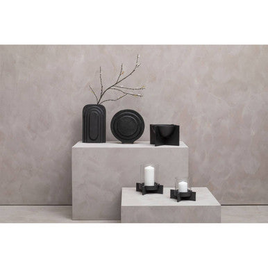 Large Matt Black Finish Candle Holder | Hapax