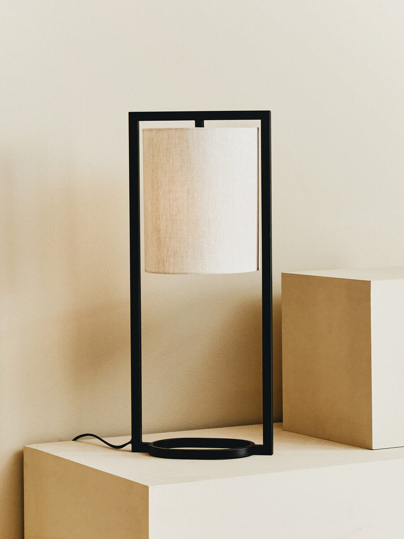 Black Metal Table Lamp with Grey Shade | Lara