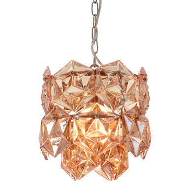 Small Multi Faceted Amber Glass Pendant Light | Rydello