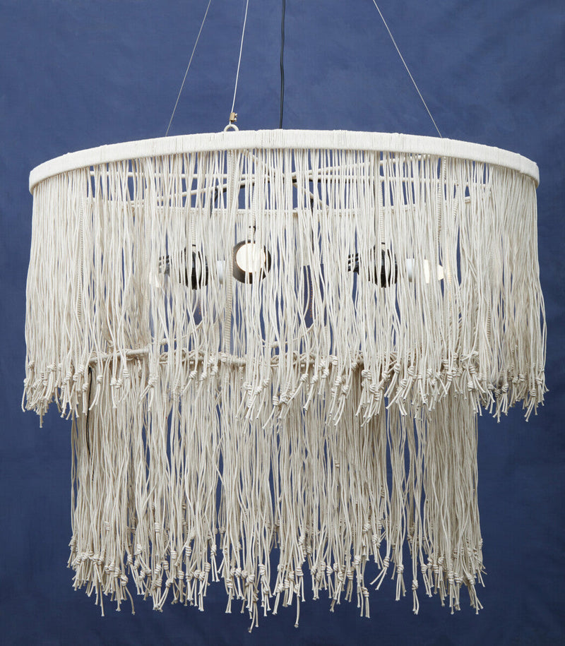 Cream Leather Ceiling Light | Hestina