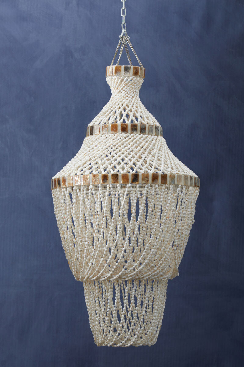 Natural White and Amber Shell Pendant Shade | Palu
