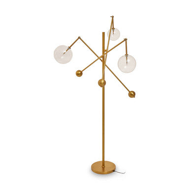 Brass Finish Three Bulb Floor Lamp | Abira