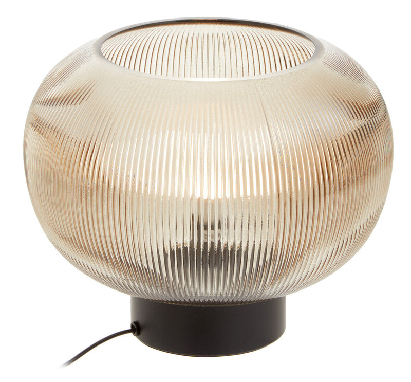 Large Ribbed Smoked Glass Table Lamp | Enola