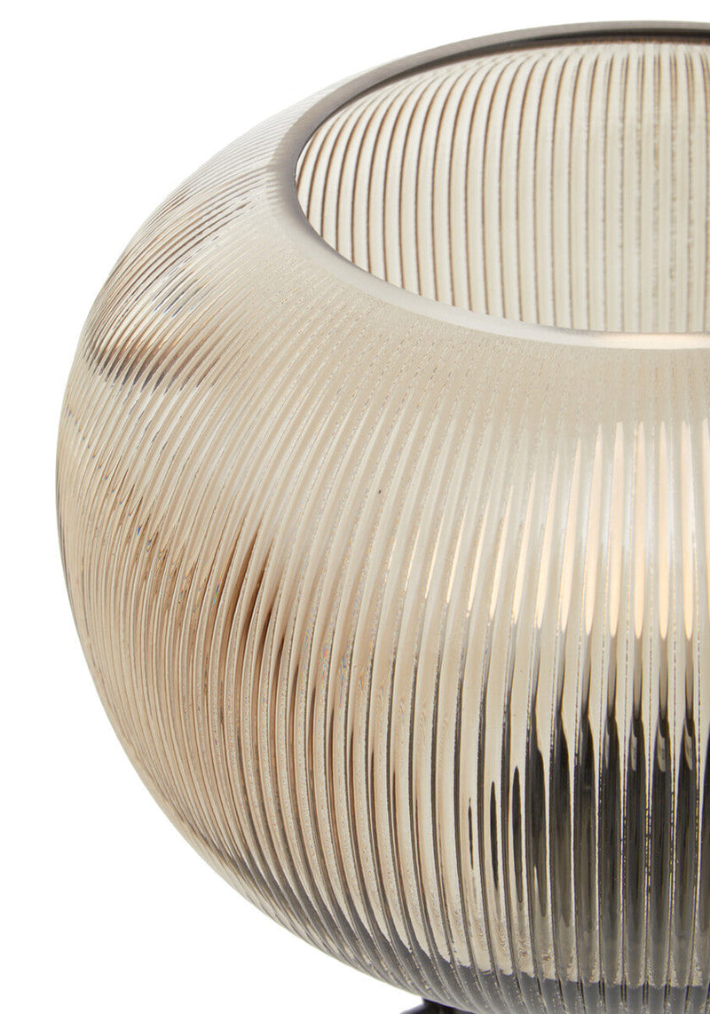 Large Ribbed Smoked Glass Table Lamp | Enola