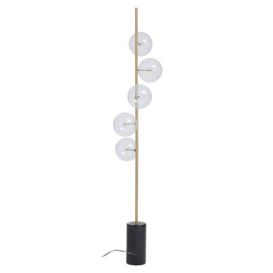 Black Marble and Brass 5 Bulb Floor Lamp | Abira