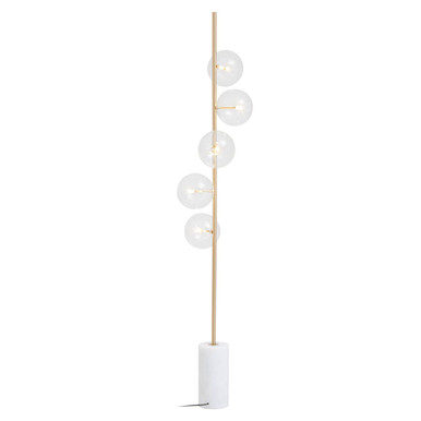 White Marble and Brass Finish 5 Bulb Floor Lamp | Abira
