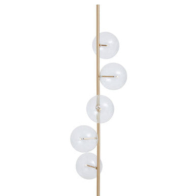 White Marble and Brass Finish 5 Bulb Floor Lamp | Abira