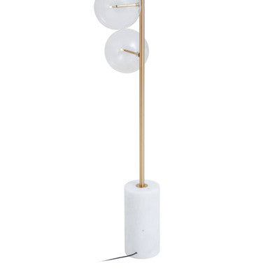 White Marble and Brass Finish 5 Bulb Floor Lamp | Abira