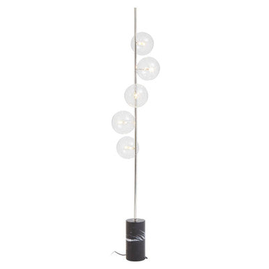 Black Marble and Nickel Finish 5 Bulb Floor Lamp | Abira