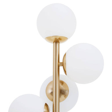 White Marble and Brushed Brass 5 Bulb Table Lamp | Abira