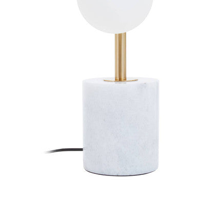 White Marble and Brushed Brass 5 Bulb Table Lamp | Abira