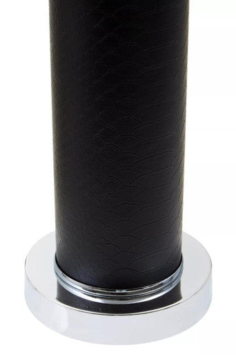 Black Snake Leather Effect Table Lamp with Chrome Base | Hanah