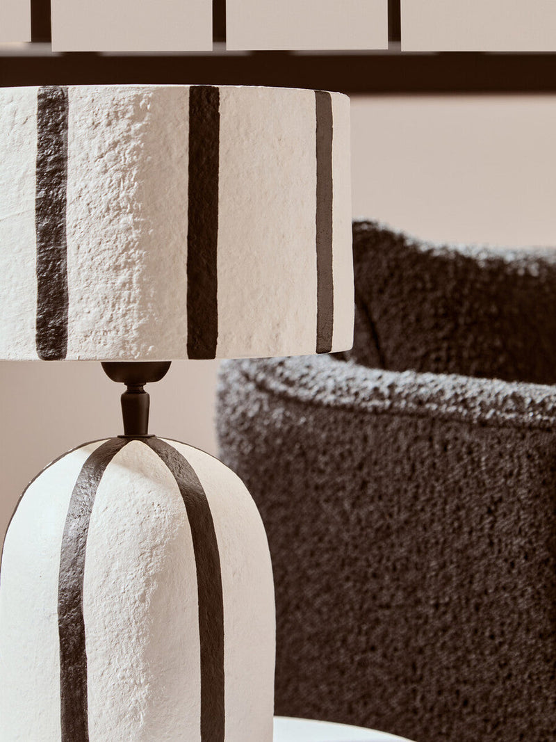 Black and White Stripe Papier Mache Table Lamp | Carta