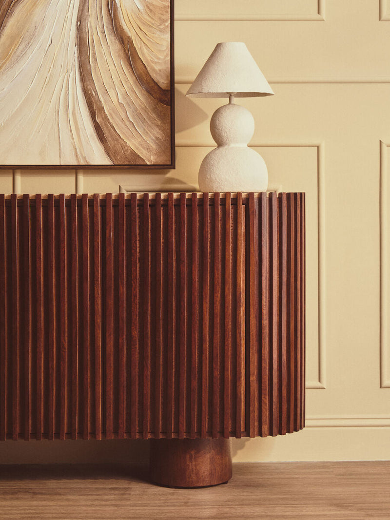 White Papier Mache Table Lamp | Carta