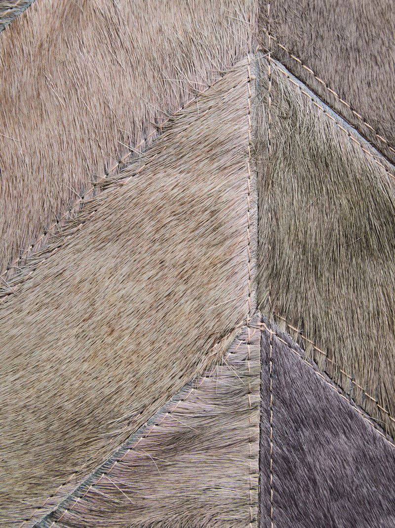Bosie Small Grey Hair on Leather Chevron Patchwork Rug | Safira