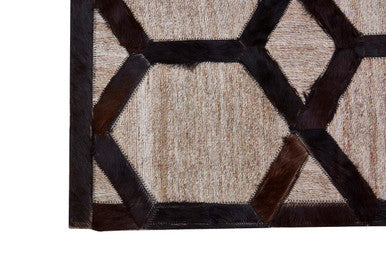 Bosie Large Grey Rug with Black Hair on Leather | Safira