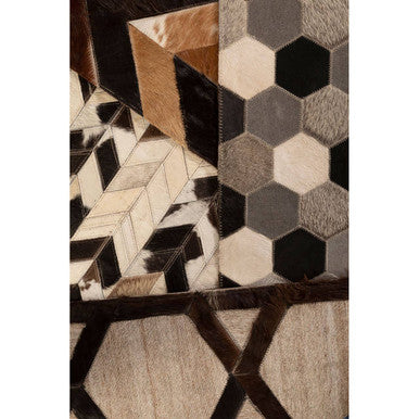 Bosie Large Hair on Leather Hexagon Patchwork Rug | Safira