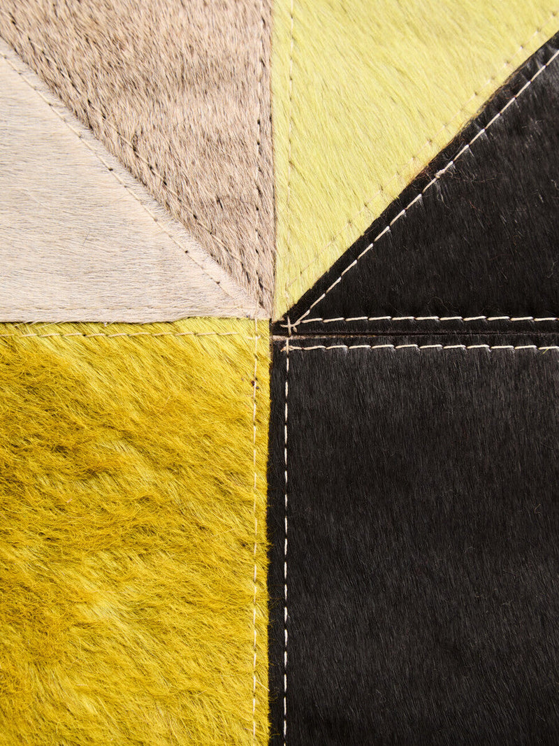 Bosie Small Abstract Hair on Leather Patchwork Rug | Safira