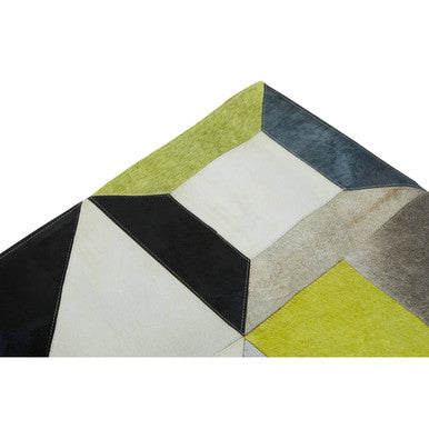 Bosie Small Abstract Hair on Leather Patchwork Rug | Safira