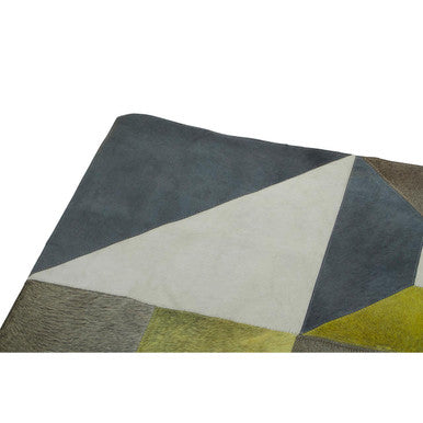 Bosie Large Abstract Hair on Leather Patchwork Rug | Safira