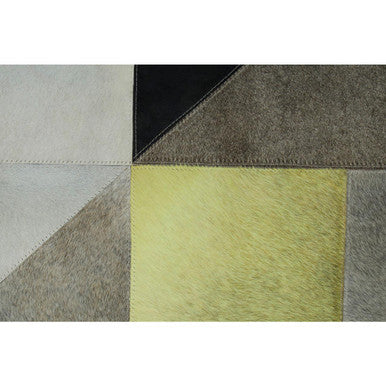 Bosie Large Abstract Hair on Leather Patchwork Rug | Safira
