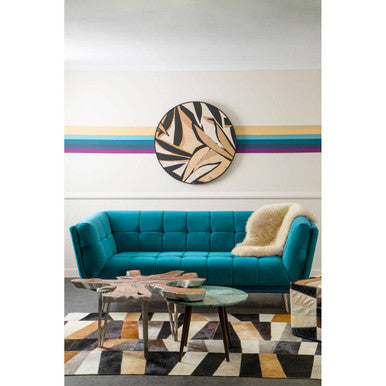 Bosie Large Geometric Striped Hair on Leather Patchwork Rug | Safira