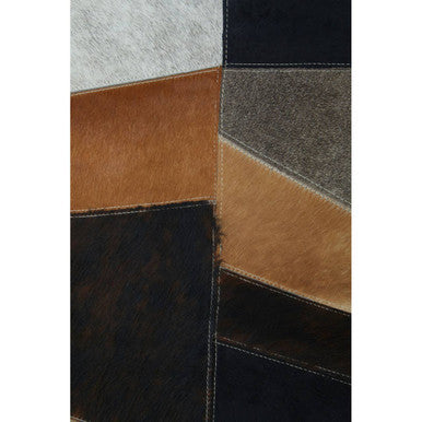 Bosie Large Geometric Striped Hair on Leather Patchwork Rug | Safira