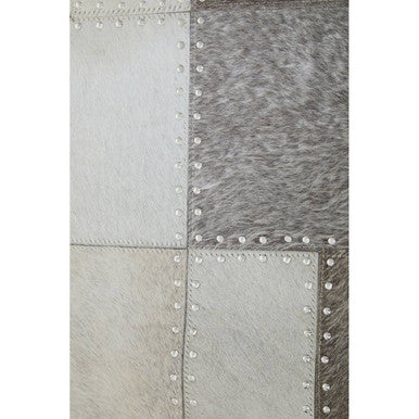Bosie Small Grey Hair on Leather Patchwork Rug | Safira
