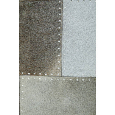 Bosie Large Grey Hair on Leather Patchwork Rug | Safira