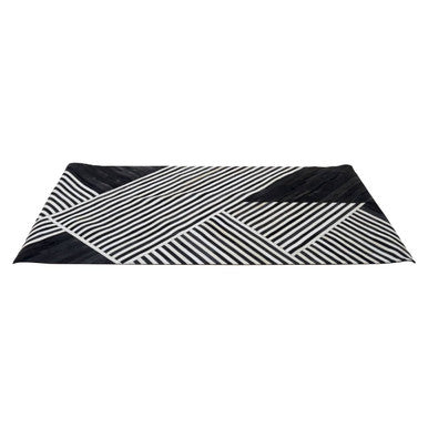 Bosie Large Black and White Hair on Leather Rug | Safira