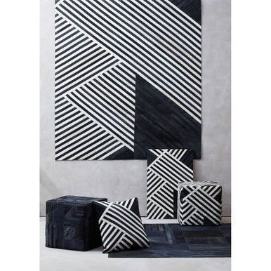 Bosie Large Black and White Hair on Leather Rug | Safira