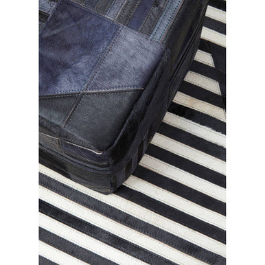Bosie Large Black and White Hair on Leather Rug | Safira