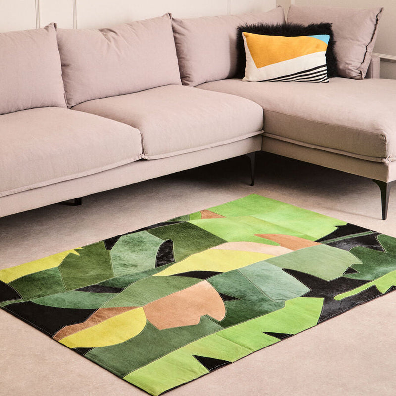 Bosie Small Botanical Hair on Leather Rug | Safira