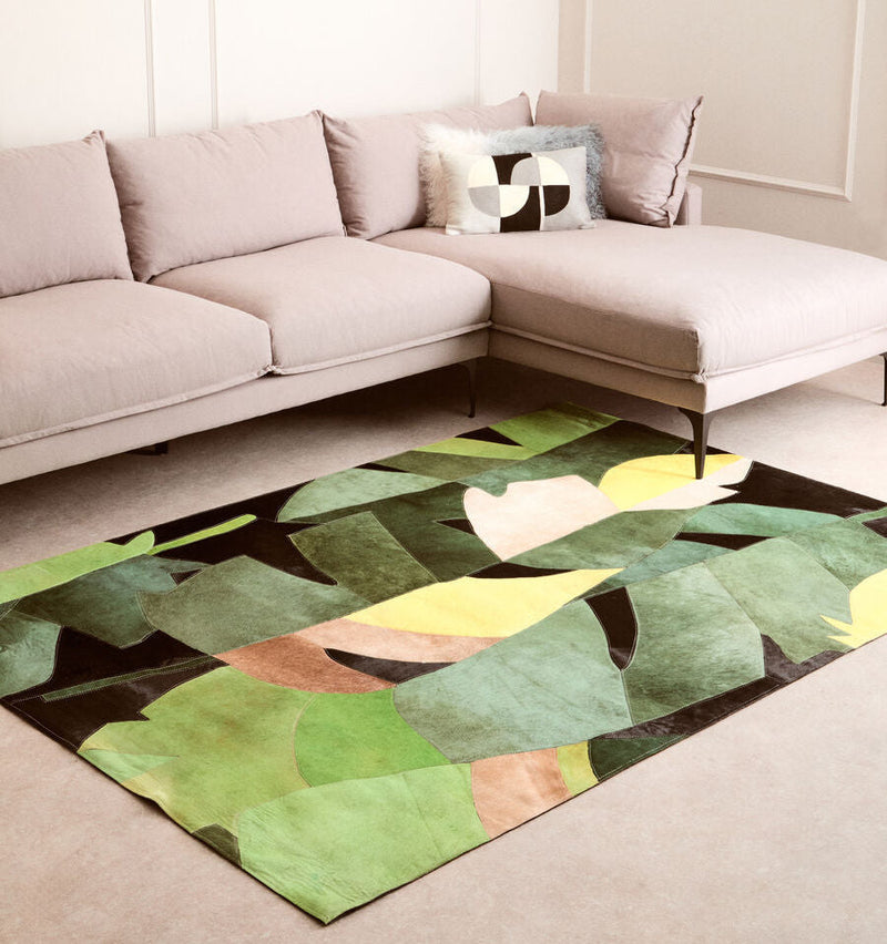 Bosie Large Botanical Hair on Leather Rug | Safira