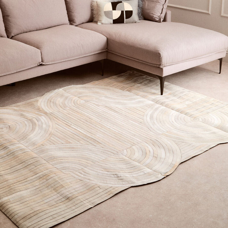 Bosie Large Natural Hair on Leather Rug | Safira