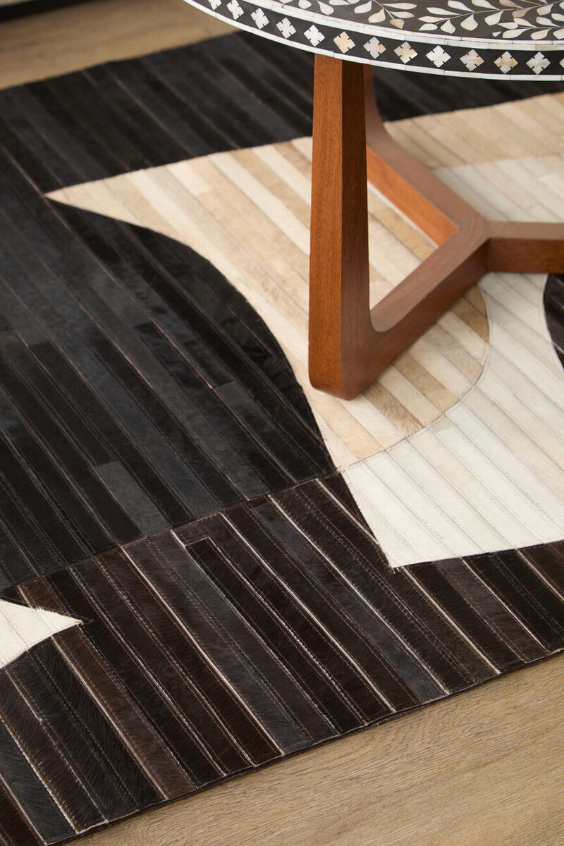 Bosie Small Abstract Hair on Leather Rug | Safira