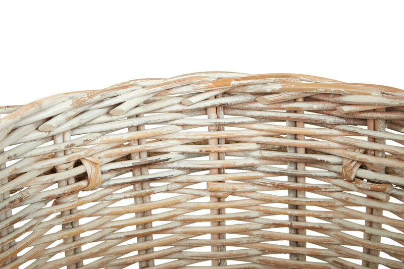 Whitewash Rattan Storage Baskets- Set of 2 | Argento